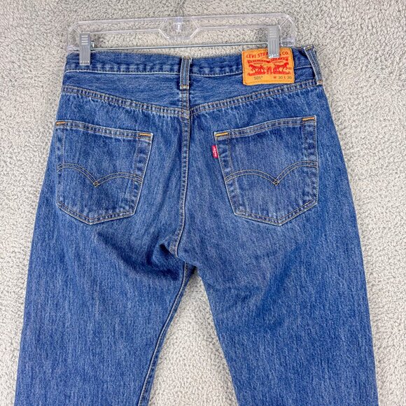 Levis 501 Jeans Mens 30 Blue Button Fly Denim Western Cowboy Outdoor 30x29 - Picture 7 of 15
